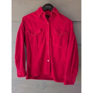 Vintage L.L. Bean Shirt Womens Medium Red Chamois Cloth Shirt Button Up 1950s
